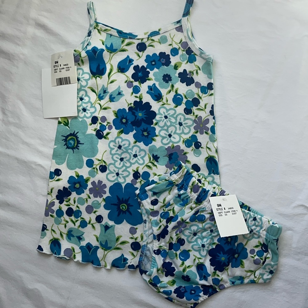 Brand new w/tags 2pc royal blue/turq/purple multi floral print tank dress set